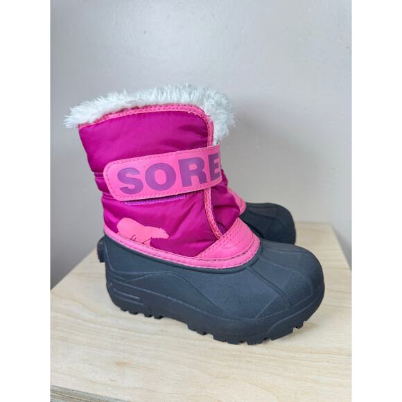 Sorel Little Kid Girls Snow boot SNOW COMMANDER Children's Boot Pink Blush - Picture 1 of 9